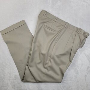 Nordstrom JB Britches Pants Mens 36 Khaki Wool Dress Made in USA Pleated Classic